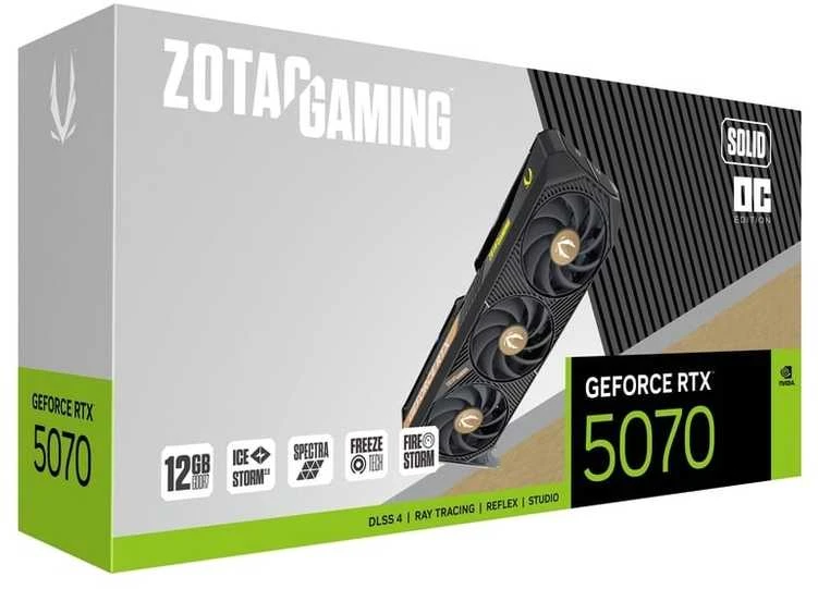 Zotac Vaizdo plokštė geforce rtx 5070 solid oc 12gb gddr7 192bit 3dp/hdmi