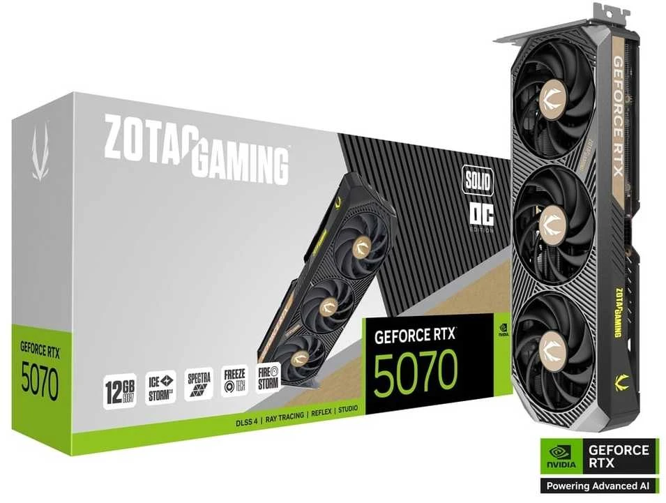 Vaizdo plokštė Zotac GAMING GeForce RTX 5070 SOLID OC NVIDIA 12 GB GDDR7