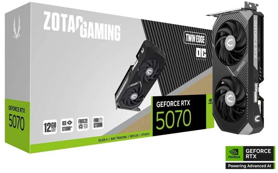 Zotac žaidimų vaizdo plokštė GeForce RTX 5070 Twin Edge OC NVIDIA 12 GB GDDR7