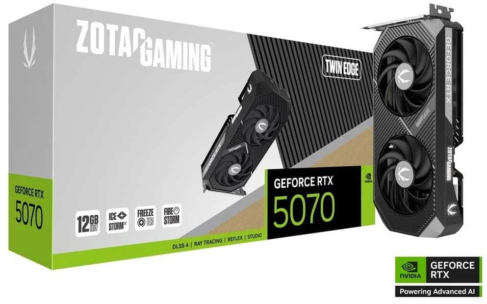 Vaizdo plokštė „Zotac GAMING GeForce RTX 5070 Twin Edge“ NVIDIA 12 GB GDDR7