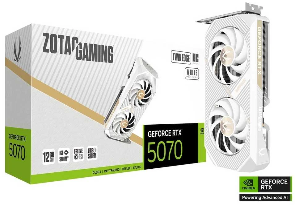 Vaizdo plokštė ZOTAC GAMING GeForce RTX 5070 Twin Edge OC Baltas Edition, 12288 MB GDDR7