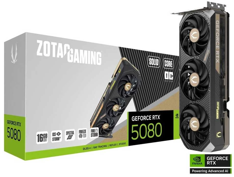 Vaizdo plokštė Zotac GAMING GeForce RTX 5080 SOLID CORE OC NVIDIA 16 GB GDDR7