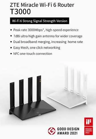 Maršrutizatorius ZTE T3000 Wi-Fi 6 router Wi-Fi IDU