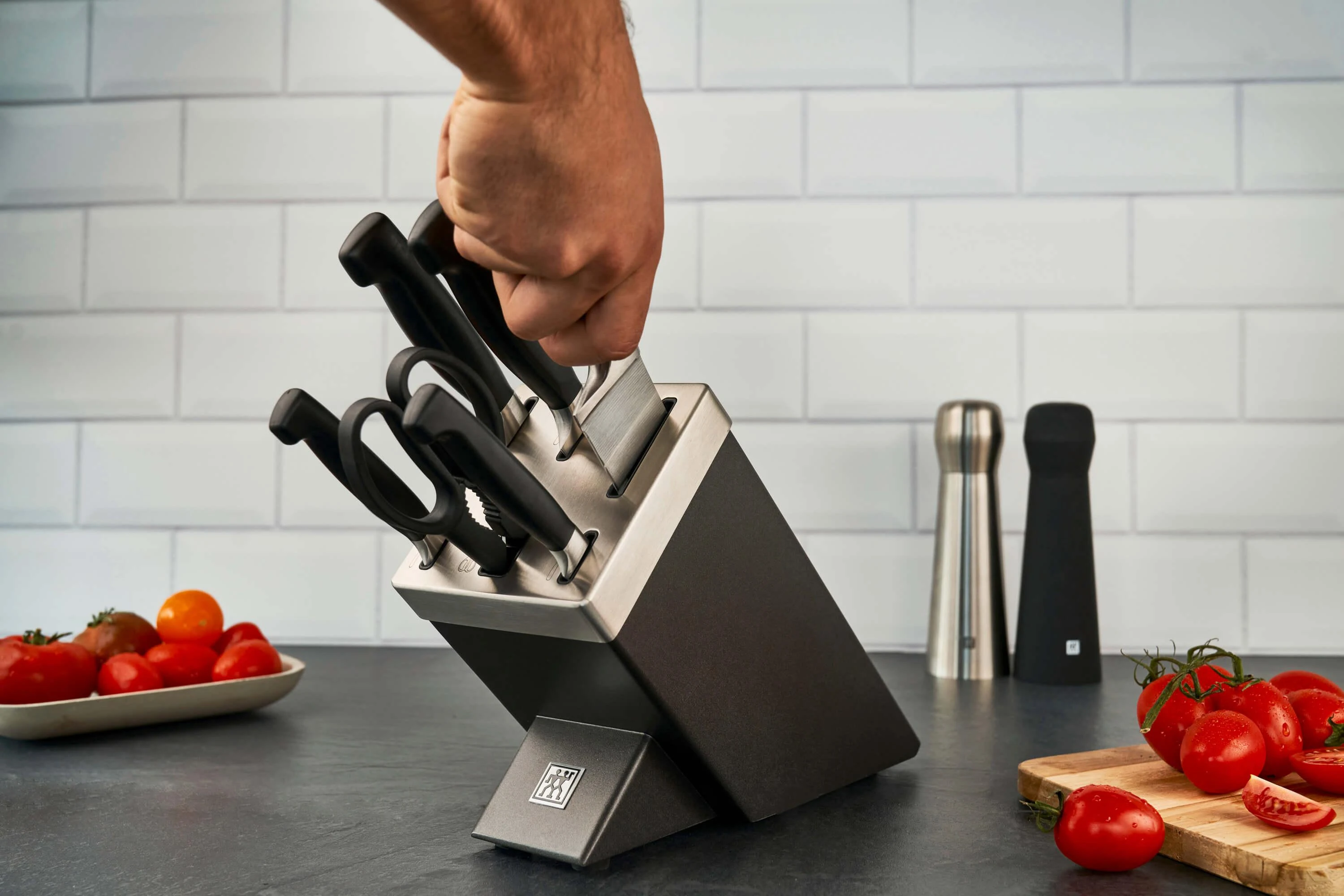 Zwilling Four Star 7 peilių rinkinys su bloku, pilkos spalvos