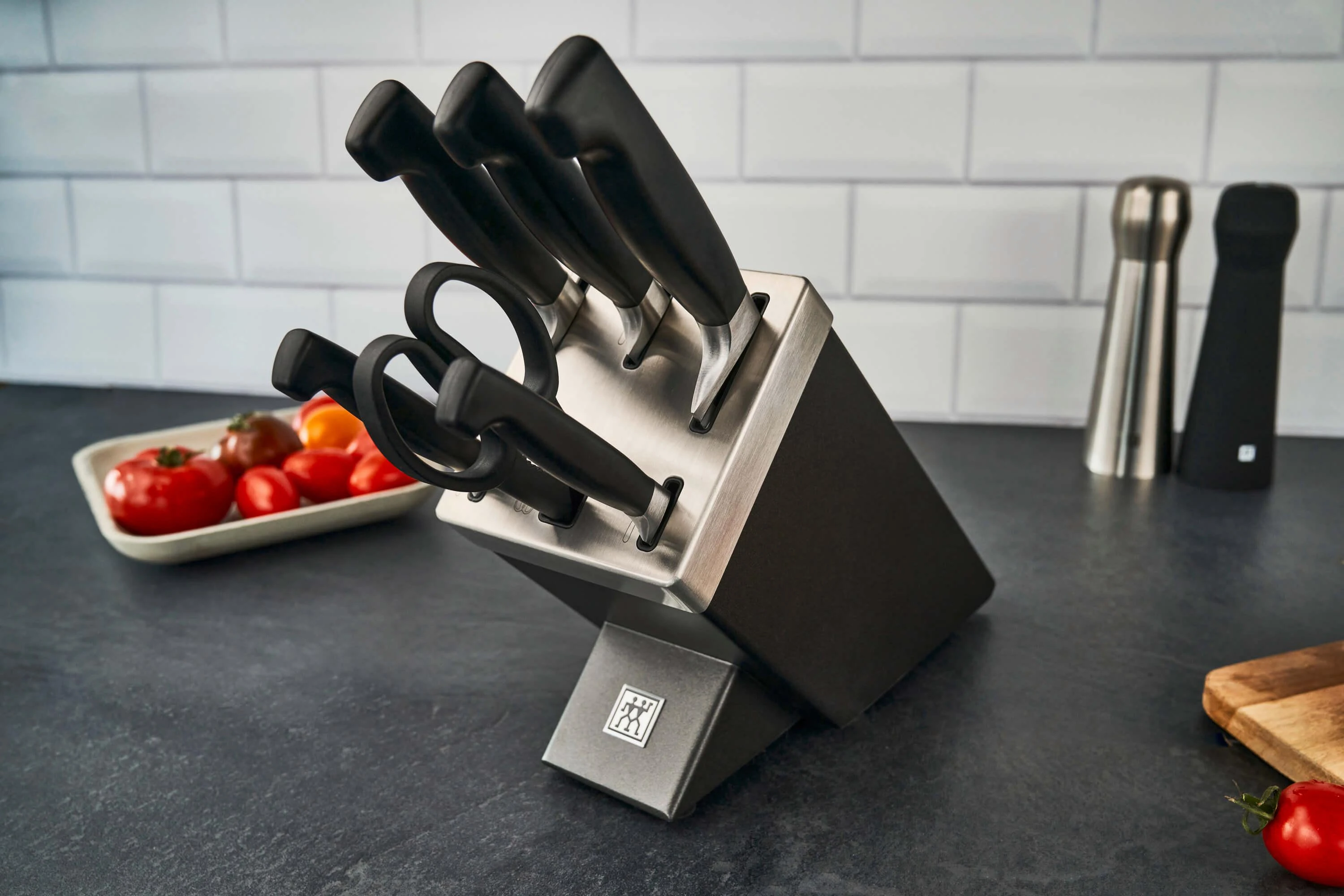 Zwilling Four Star 7 peilių rinkinys su bloku, pilkos spalvos