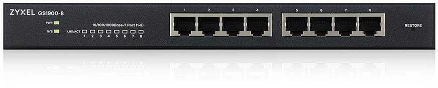 Šakotuvas Zyxel Valdomas jungiklis gs-1900-8 jungiklis 8x1gbe rj-45