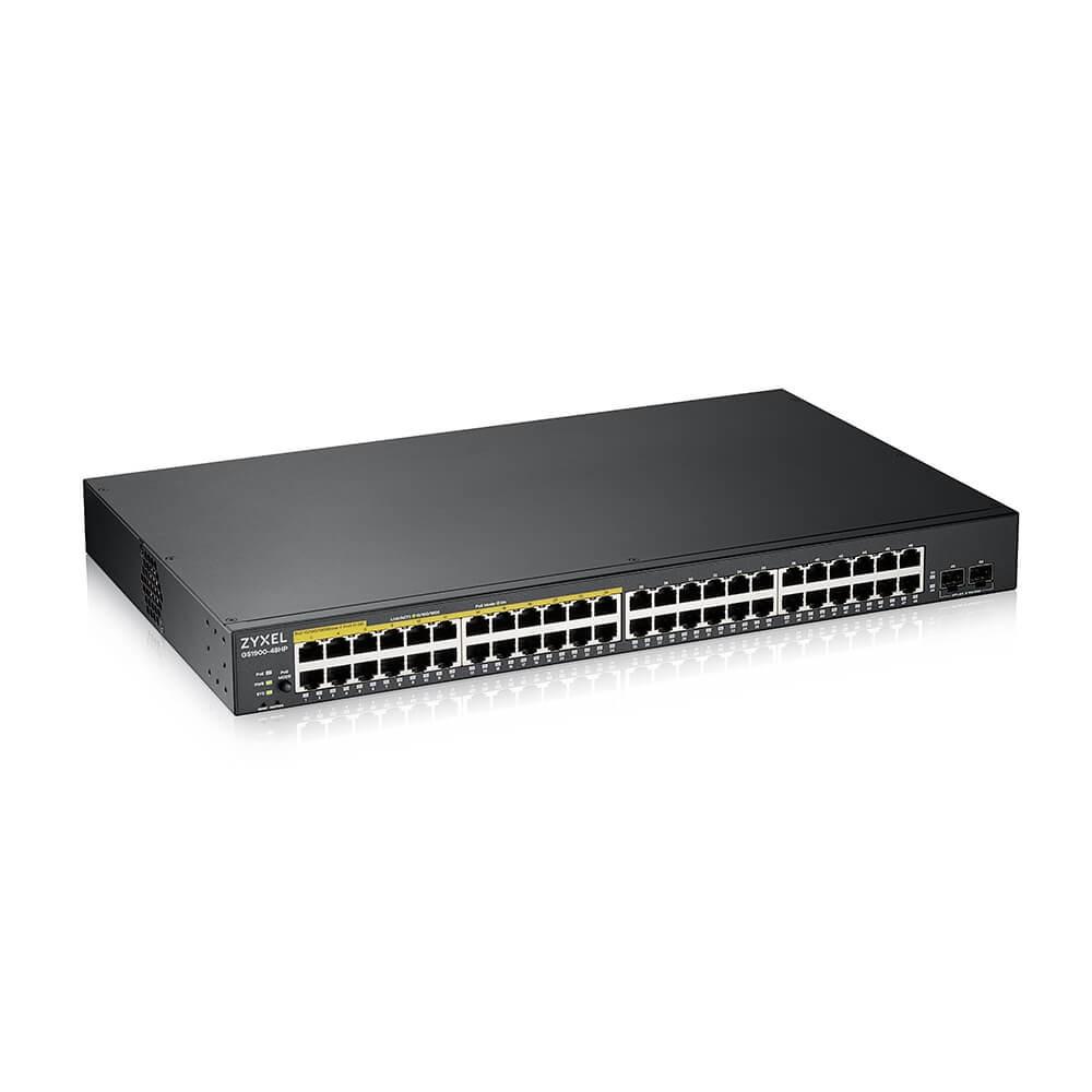 Šakotuvas ZYXEL GS1900-48HP V2, 48-PORT GBE L2 SMART SWITCH, 170 WATT RACKMOUNT (5Y WARRANTY)