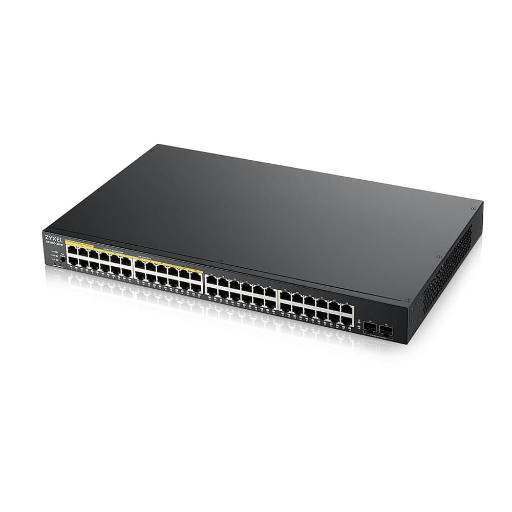 Šakotuvas ZYXEL GS1900-48HP V2, 48-PORT GBE L2 SMART SWITCH, 170 WATT RACKMOUNT (5Y WARRANTY)