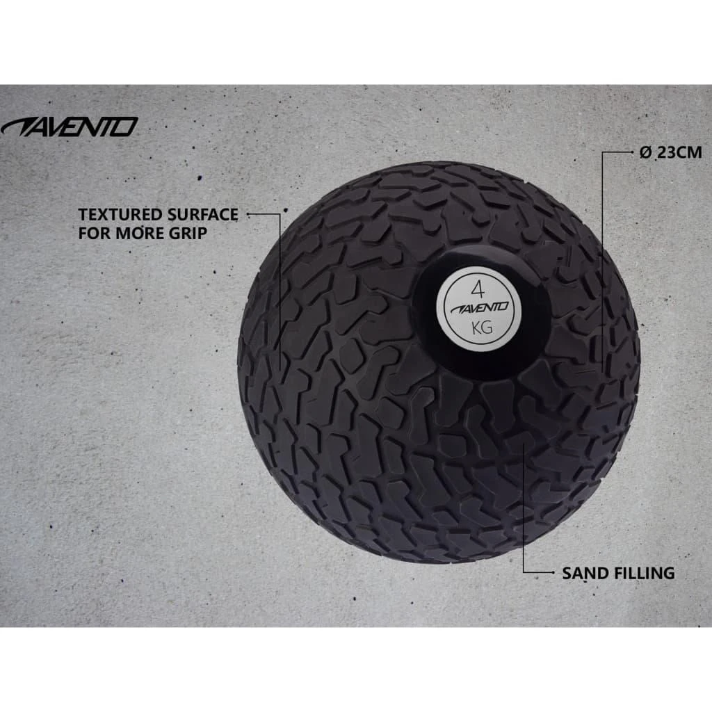Svorinis kamuolys AVENTO 42DI 4kg D23cm Juodas/sidabrinis mėtymui