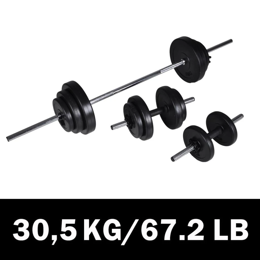 Štangos ir 2 hantelių rinkinys, 30,5kg
