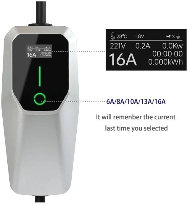 Įkrovimo laidas 220V - type 2 , 10m ilgio ( 16A, 1 fazė 3,6 kW)