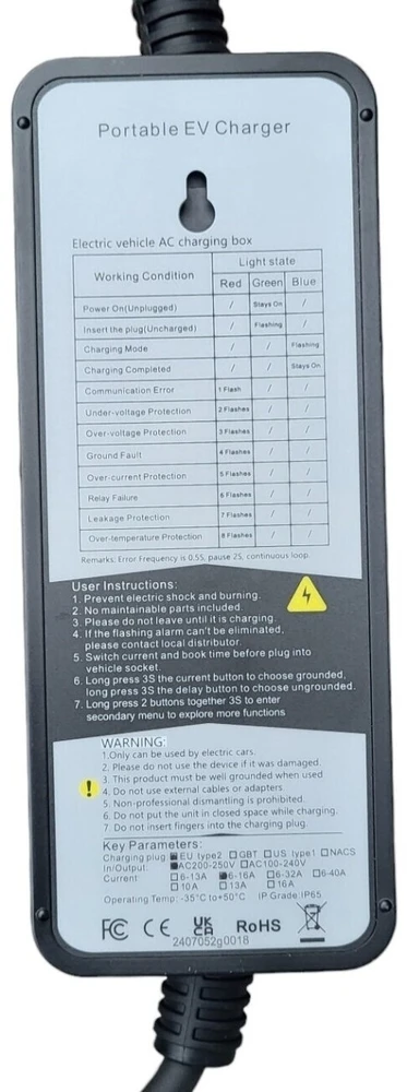 Įkrovimo laidas Kinietiškoms mašinoms 220V - GBT ( 16A, 1 fazė 3,5 kW)