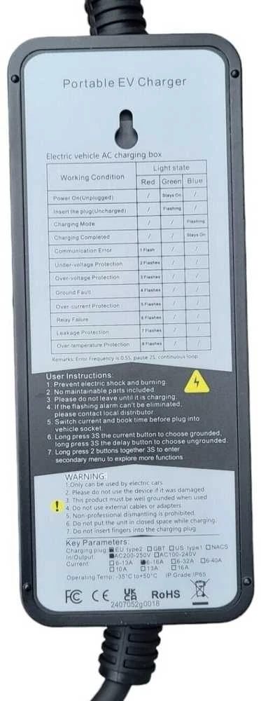 Įkrovimo laidas Kinietiškoms mašinoms 220V - GBT ( 16A, 1 fazė 3,5 kW)