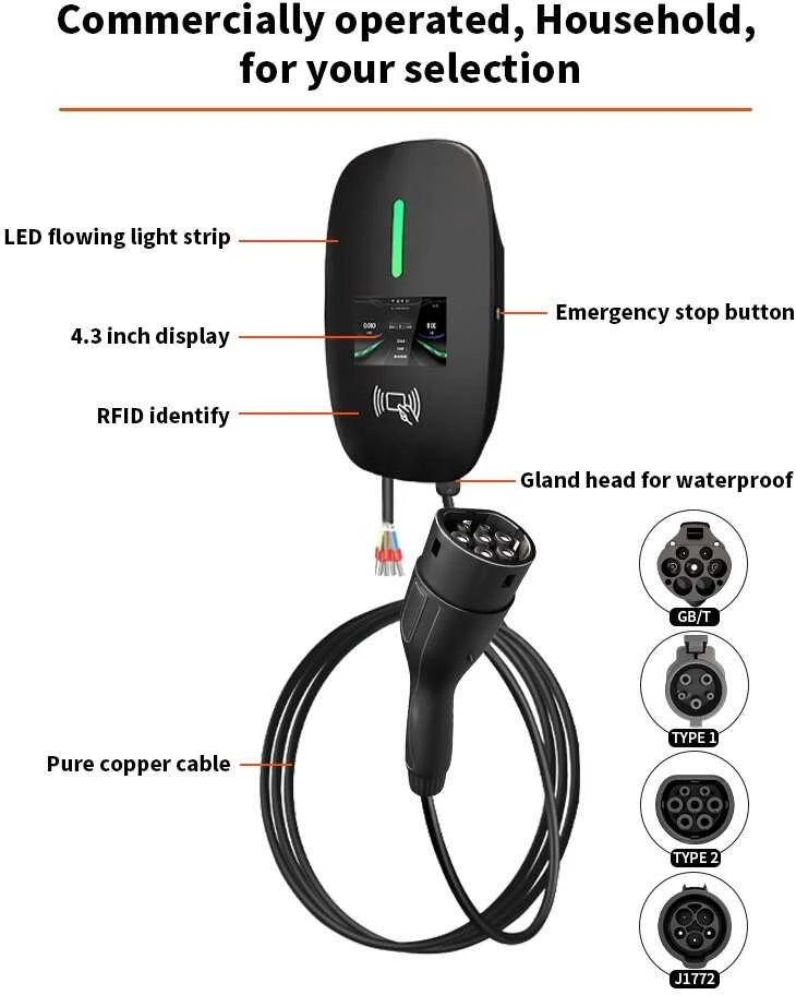 Įkrovimo stotelė 22kW su programėle ir - type 2 laidu 5m ilgio
