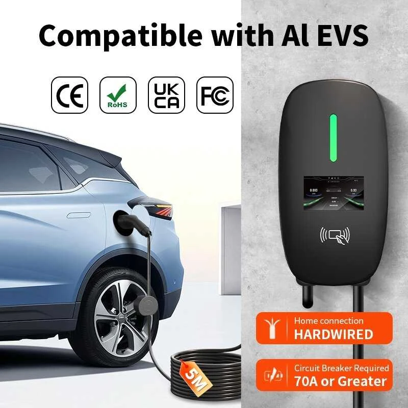 Įkrovimo stotelė 22kW su programėle ir - type 2 laidu 5m ilgio