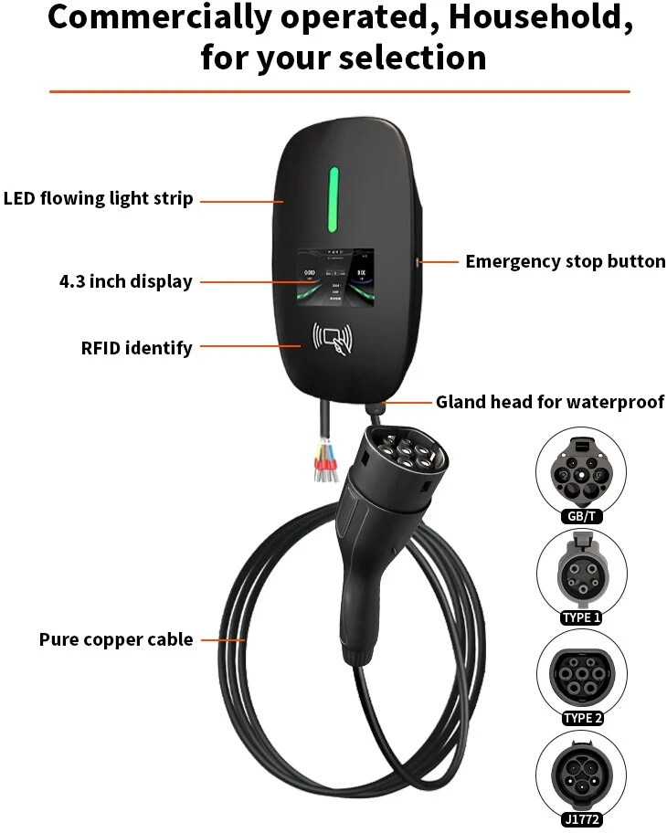 Įkrovimo stotelė 7kW su programėle ir - type 2 laidu 5m ilgio