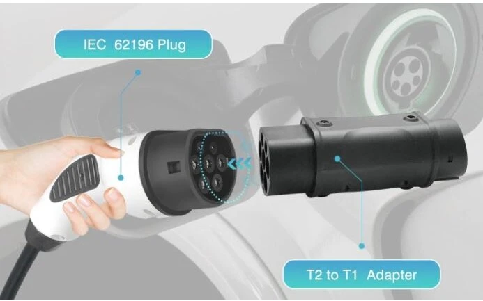 Type 2 - Type 1 adapteris be laido, 32A