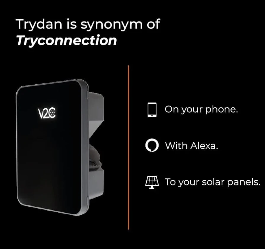 V2C Trydan PRO versijakrovimo stotelė 22kW su ekranu, 3 fazių, Type 2 spiralinis kabelis (5m), dinaminis balansavimas