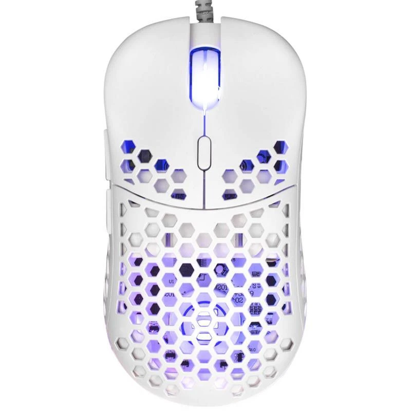 Itin lengva Žaidimų pelė eShark Naginata White, 60g, Pixart PMW3389 jutiklis, su RGB pašvietimu