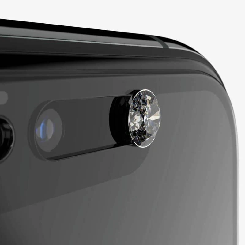 Panzer Glass PanzerGlass E2E Super+ grūdintas stiklas su fotoaparato dangteliu su Swarovski kristalu, skirtas iPhone XR / 11 - su juodu rėmeliu