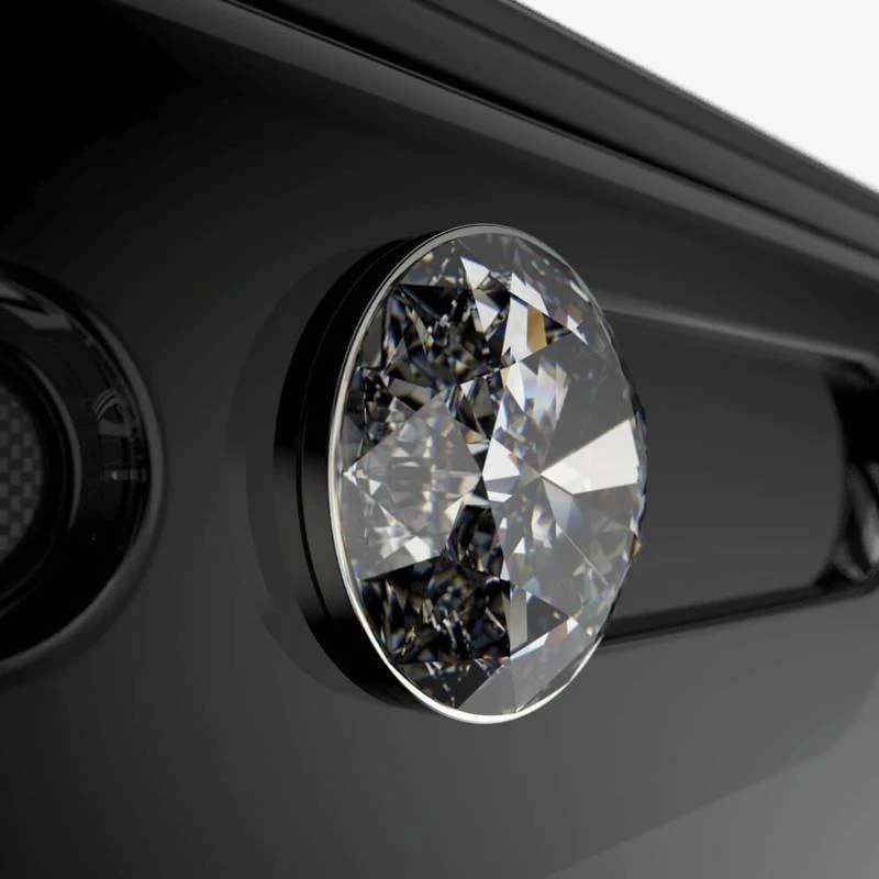Panzer Glass PanzerGlass E2E Super+ grūdintas stiklas su fotoaparato dangteliu su Swarovski kristalu, skirtas iPhone XR / 11 - su juodu rėmeliu