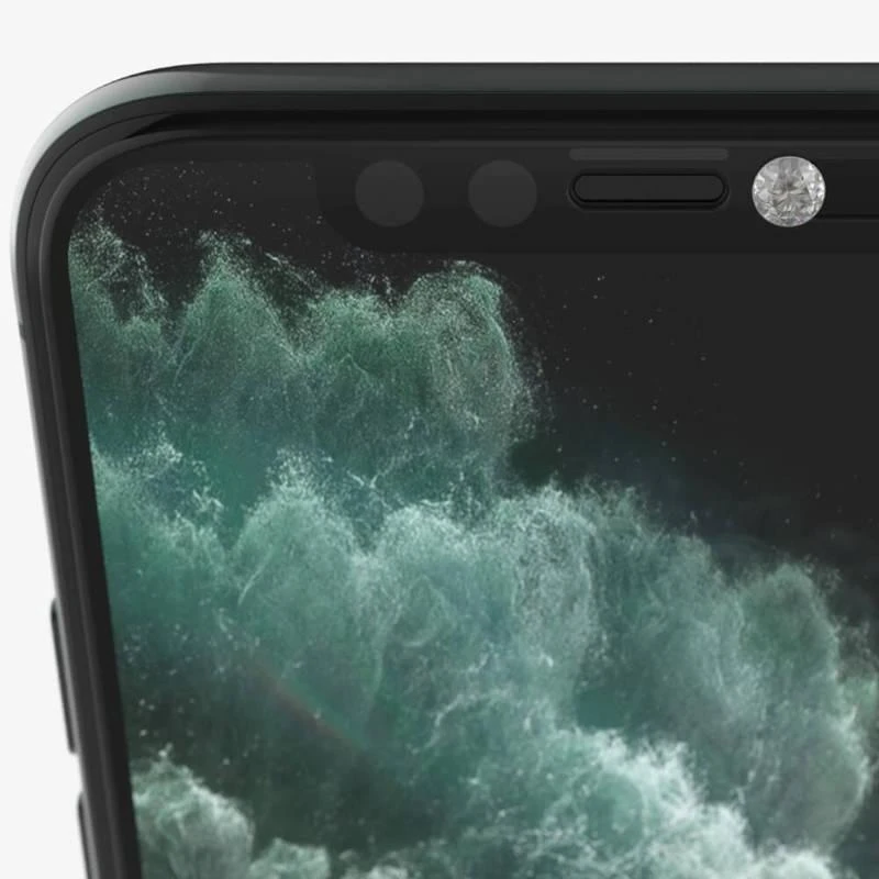 Panzer Glass PanzerGlass E2E Super+ grūdintas stiklas su fotoaparato dangteliu su Swarovski kristalu, skirtas iPhone XR / 11 - su juodu rėmeliu