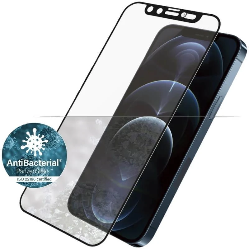 Panzer Glass PanzerGlass E2E mikrolūžių antibakterinis stiklas su fotoaparato dangteliu su Swarovski kristalu Apple iPhone 12 Pro Max - su Juodas rėmeliu