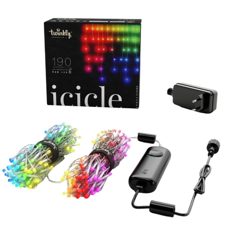 Kalėdinė išmanioji lempučių girlianda Twinkly Icicle 190 LED RGB, varvekliai, daugiaspalvės