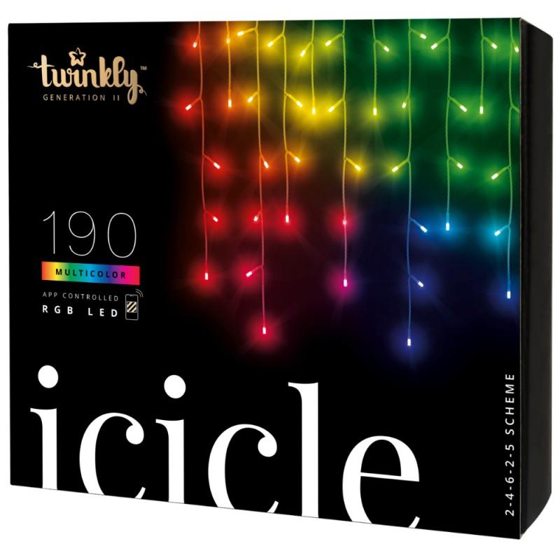 Kalėdinė išmanioji lempučių girlianda Twinkly Icicle 190 LED RGB, varvekliai, daugiaspalvės
