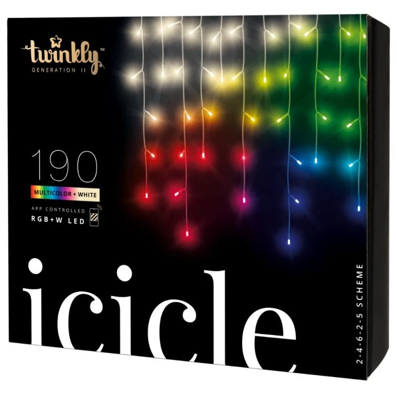 Kalėdinė lempučių girlianda Twinkly Icicle 190 Special LED RGB+W, varvekliai, daugiaspalvė