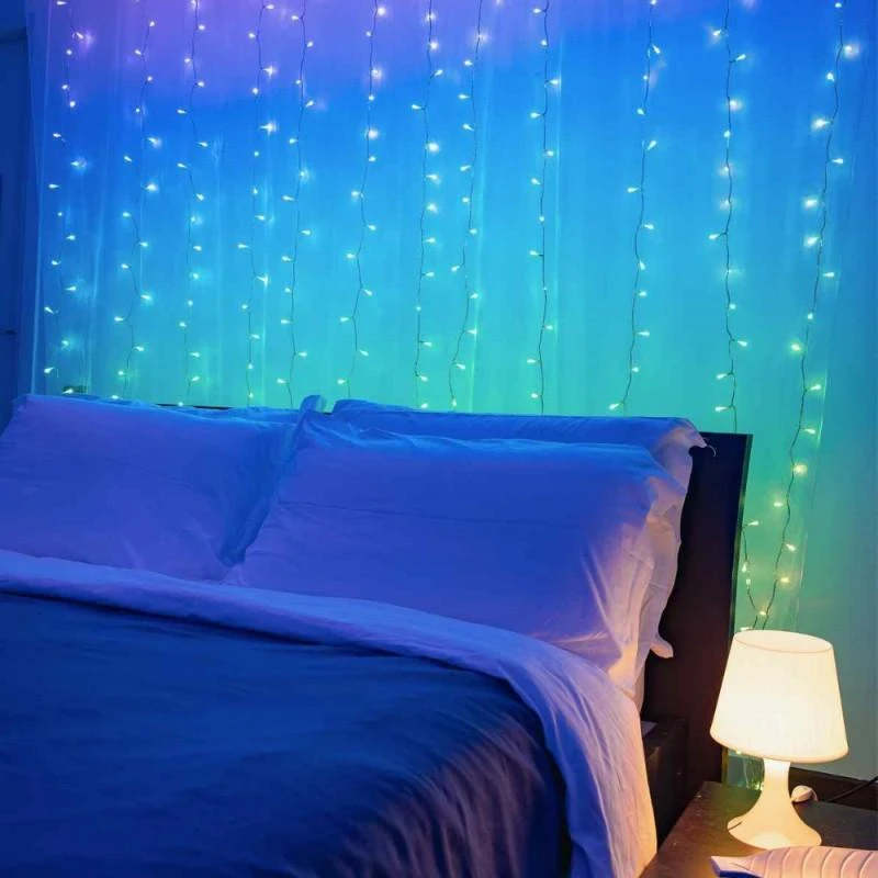 Kalėdinė išmanioji lempučių girlianda Twinkly Curtain 210L 5mm RGBW, užuolaidos, daugiaspalvės
