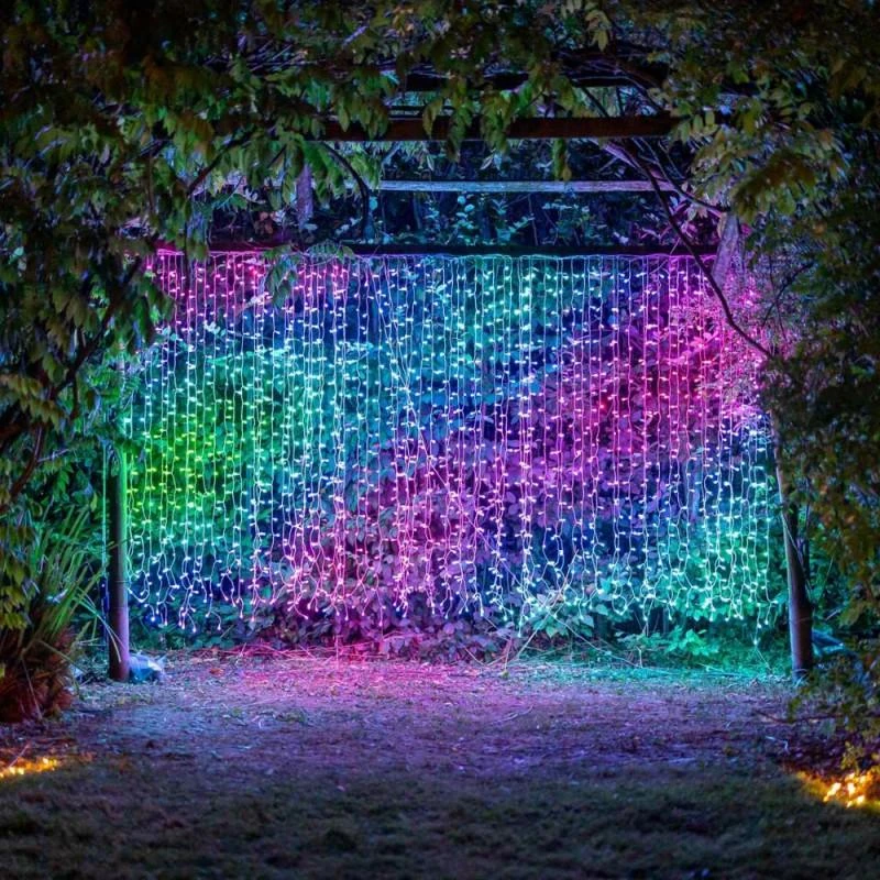 Kalėdinė išmanioji lempučių girlianda Twinkly Curtain 210L 5mm RGBW, užuolaidos, daugiaspalvės