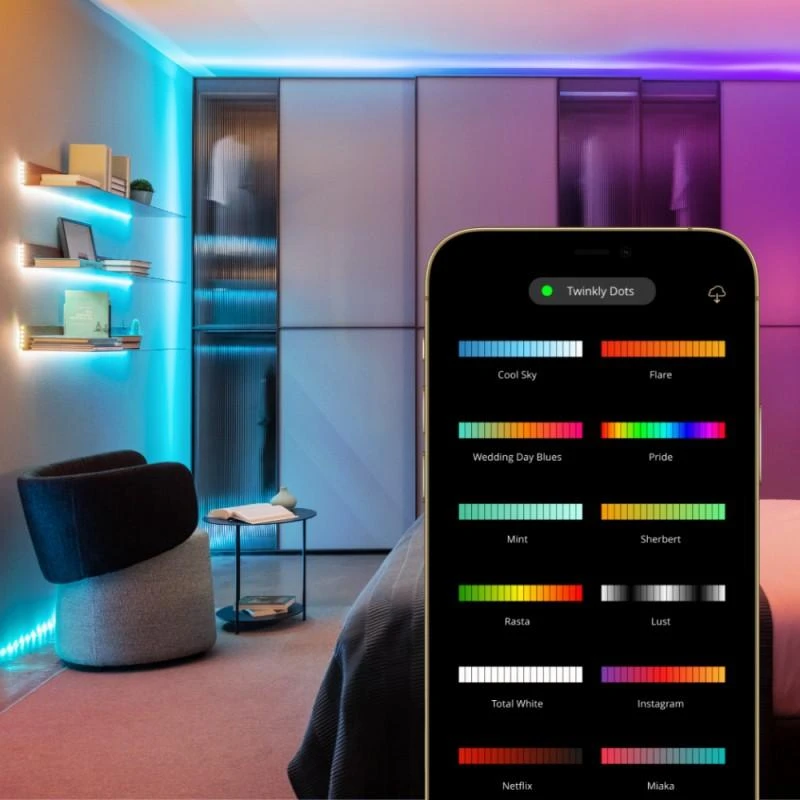 Lubinis šviestuvas „Twinkly | Dots“ išmaniosios LED lemputės 200 RGB (daugiaspalvės), 10 m, skaidrios | RGB – daugiau nei 16 mln. spalvų