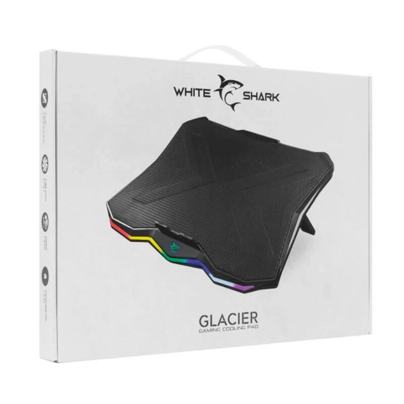 Aušinimo stovas nešiojamam kompiuteriui White Shark Glacier, iki 17,3", 1 tylus ventiliatorius, RGB pašvietimas