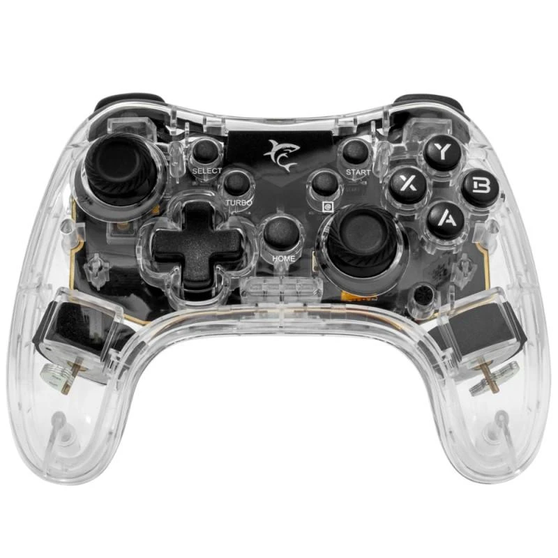 White Shark „Baltas Shark Baltas Shark GAMEPAD LEGION“ belaidis valdiklis, skirtas asmeniniams kompiuteriams, PS3/PS4, „Android“, „IOS“, permatomas (GPW-8039)