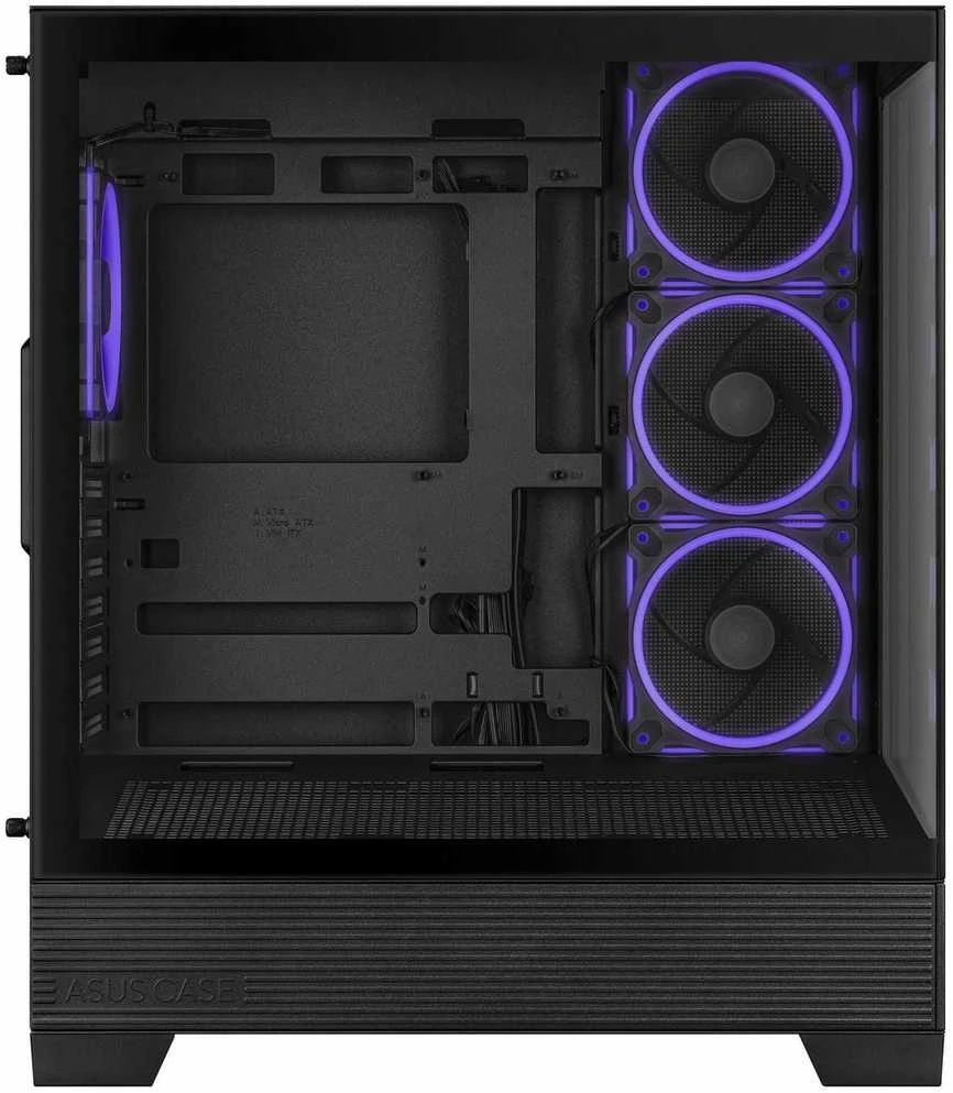 ASUS A31 PLUS TG ARGB kompiuterio korpusas Midi Tower su skaidriu šoniniu langu, suderinamas su ATX / BTX / MicroATX / Mini-ITX, juodos spalvos