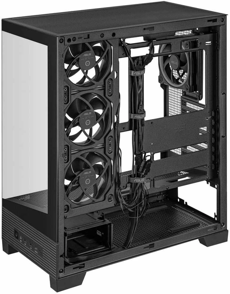 ASUS A31 PLUS TG ARGB kompiuterio korpusas Midi Tower su skaidriu šoniniu langu, suderinamas su ATX / BTX / MicroATX / Mini-ITX, juodos spalvos
