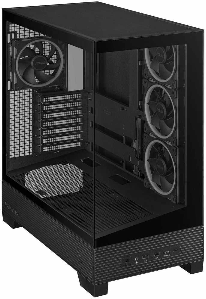 ASUS A31 PLUS TG ARGB kompiuterio korpusas Midi Tower su skaidriu šoniniu langu, suderinamas su ATX / BTX / MicroATX / Mini-ITX, juodos spalvos