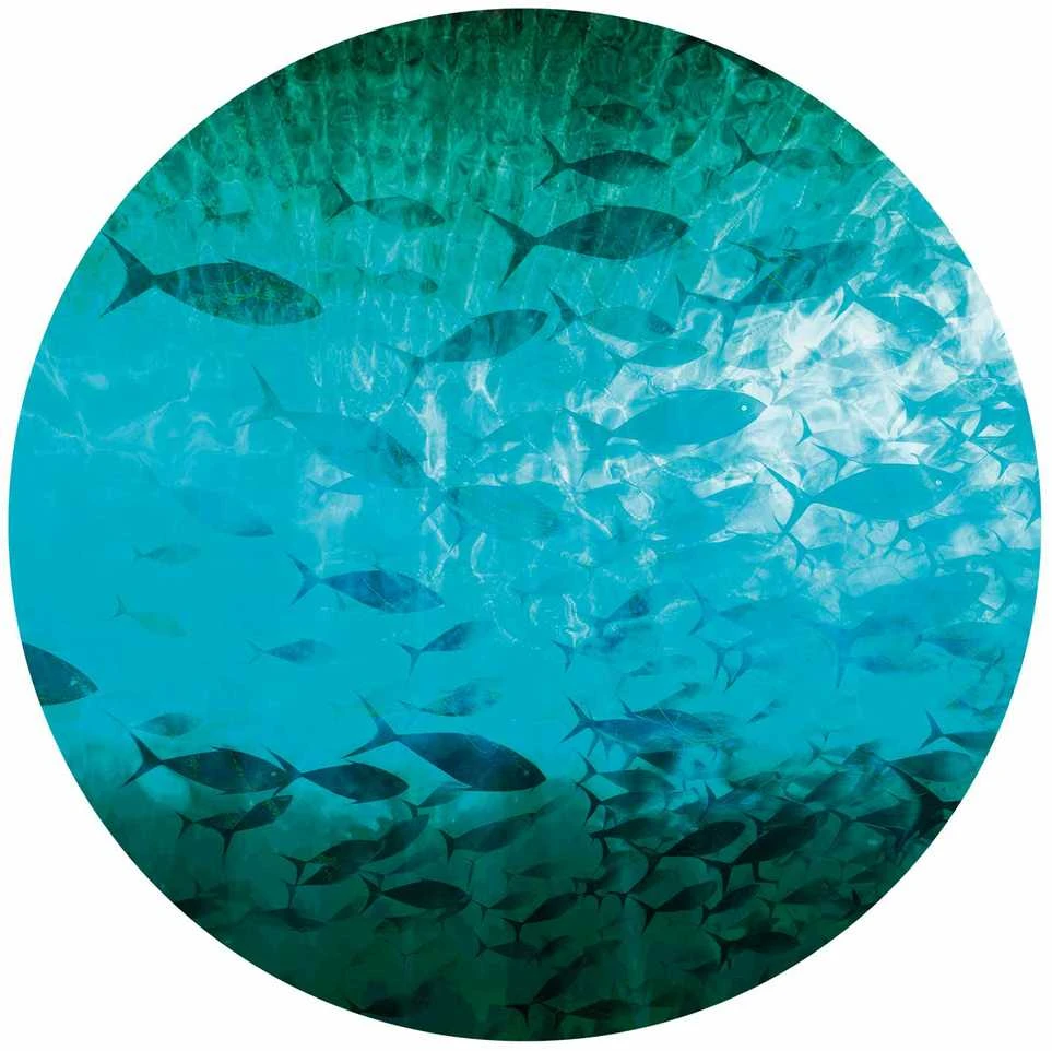 Artgeist Apvalus fototapetas - A shoal of dark fish