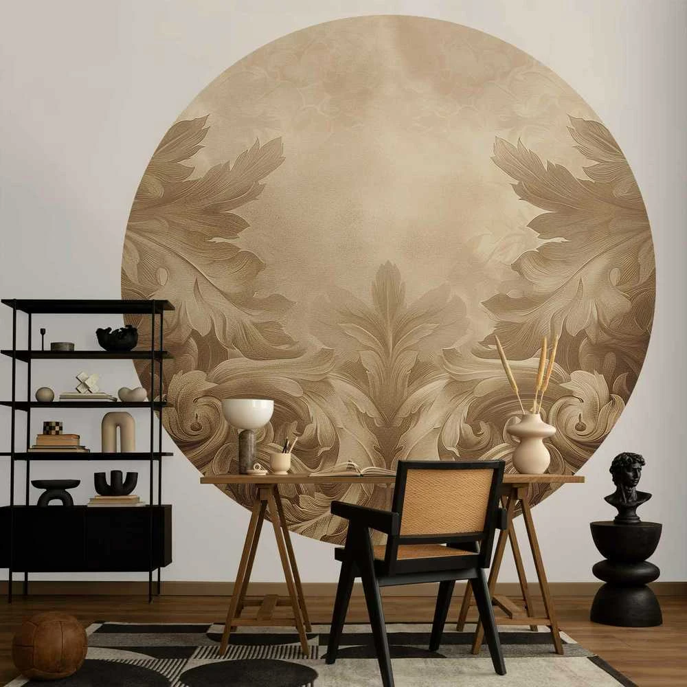 Artgeist Apvalus fototapetas - Carved ornaments in shades of sepia