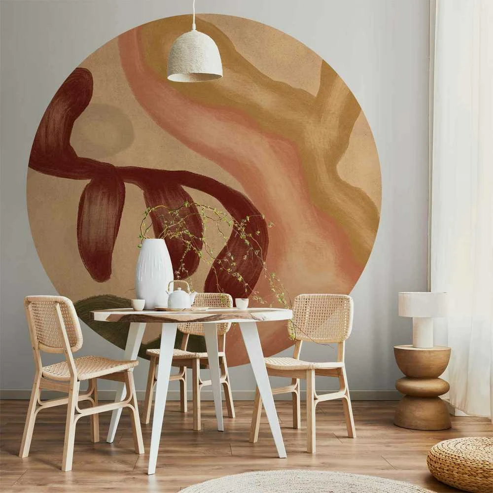Artgeist Apvalus fototapetas - Colorful shapes – worn-out figures in lime wash technique