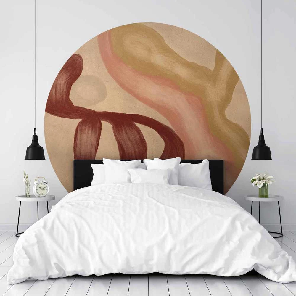 Artgeist Apvalus fototapetas - Colorful shapes – worn-out figures in lime wash technique