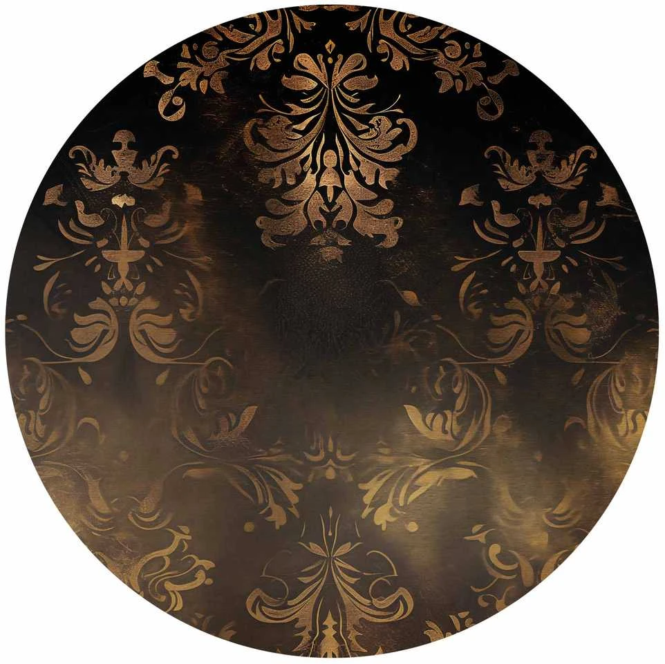 Artgeist Apvalus fototapetas - Dark baroque patterns with auksinis accents