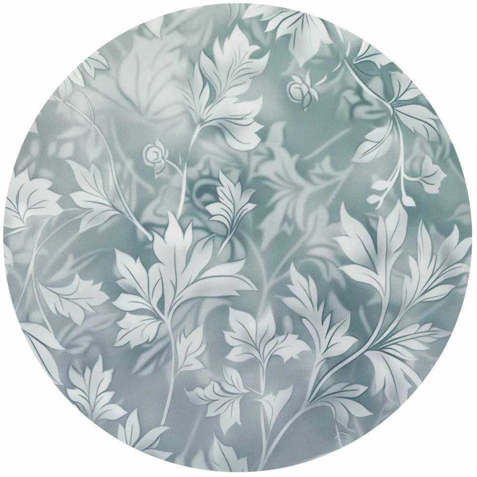 Artgeist Apvalus fototapetas - Distressed floral patterns in muted turquoises