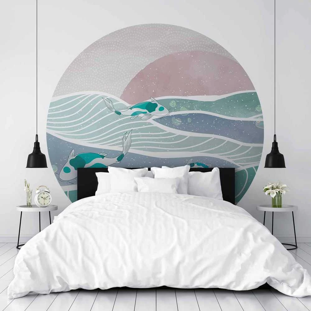Artgeist Apvalus fototapetas - Fish on the waves