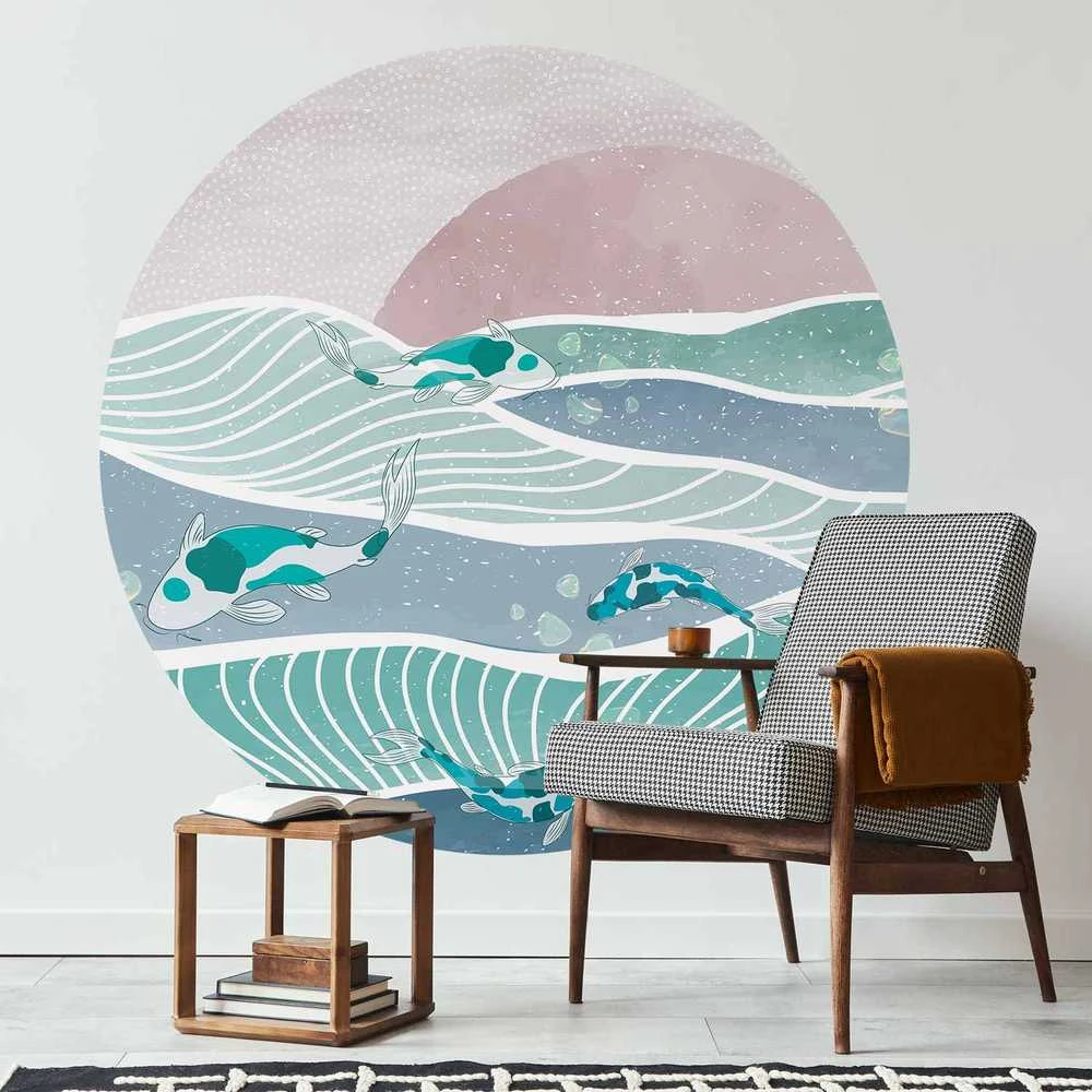 Artgeist Apvalus fototapetas - Fish on the waves
