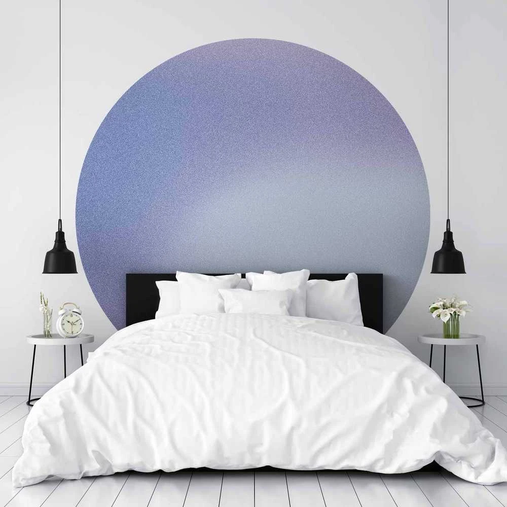Artgeist Apvalus fototapetas - Heather mist – delicate gradient consisting of many shades of violetinė
