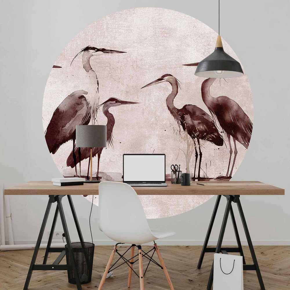 Artgeist Apvalus fototapetas - Herons painted with ink