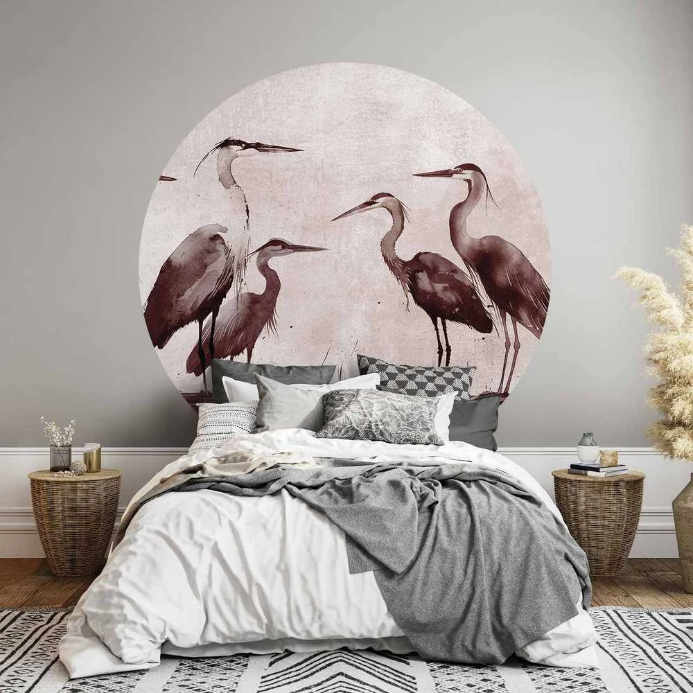 Artgeist Apvalus fototapetas - Herons painted with ink