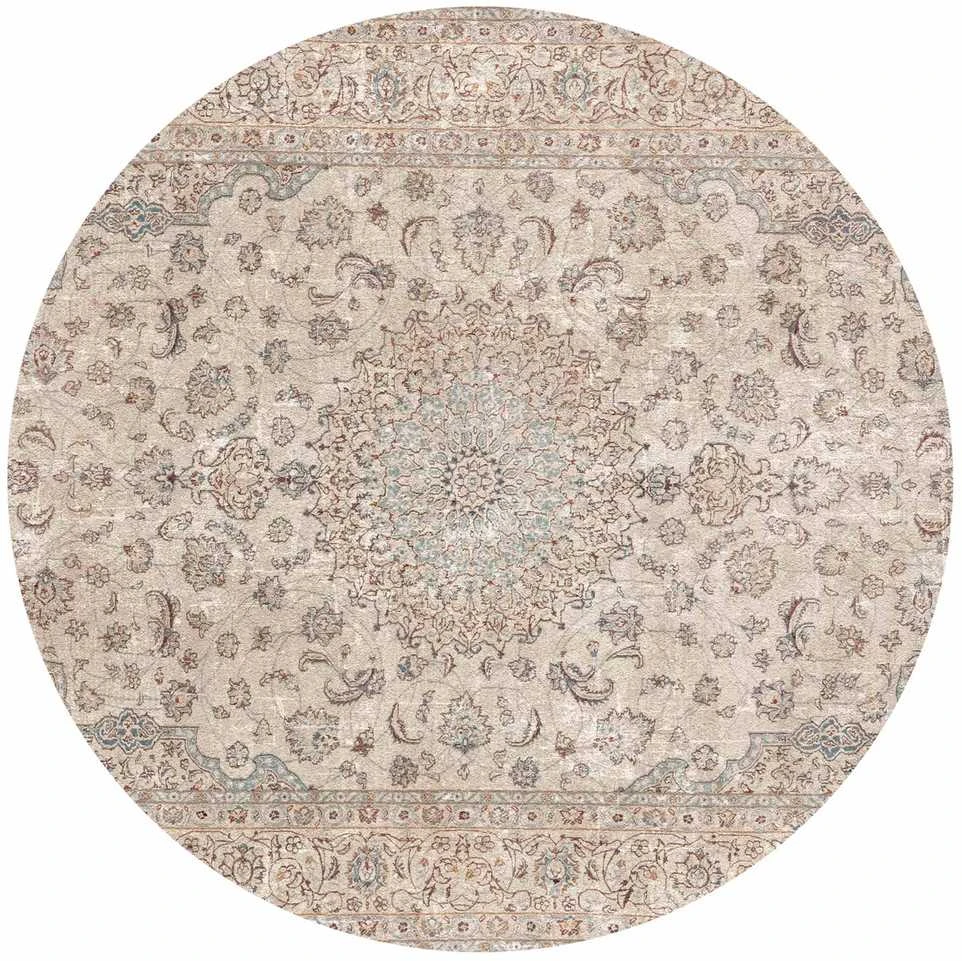 Artgeist Apvalus fototapetas - Sand carpet - worn Persian carpet with rich decorative motifs